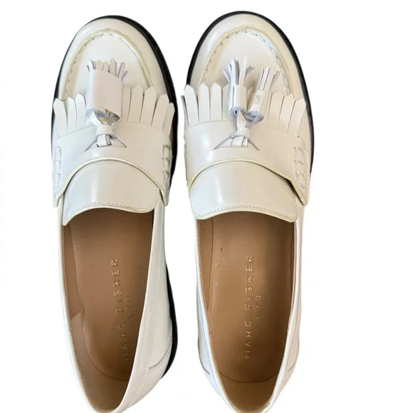 Marc Fisher Ozzie Kiltie Lug-Sole Casual Loafers in Ivory – Sz 8M